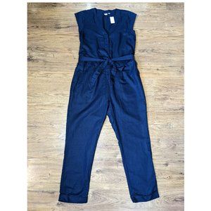 Gap Women's Size 10 NAVY BLUE Cap Sleeve Belted Jumpsuit